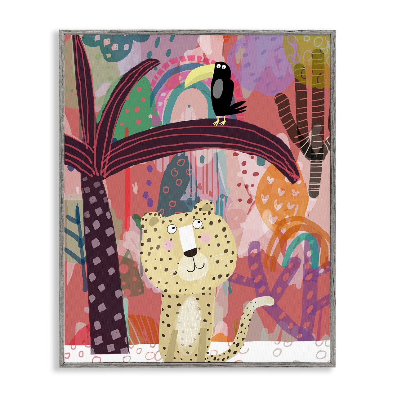 Stupell Industries Whimsical Cheetah & Toucan Framed Giclee, design by Carla Daly